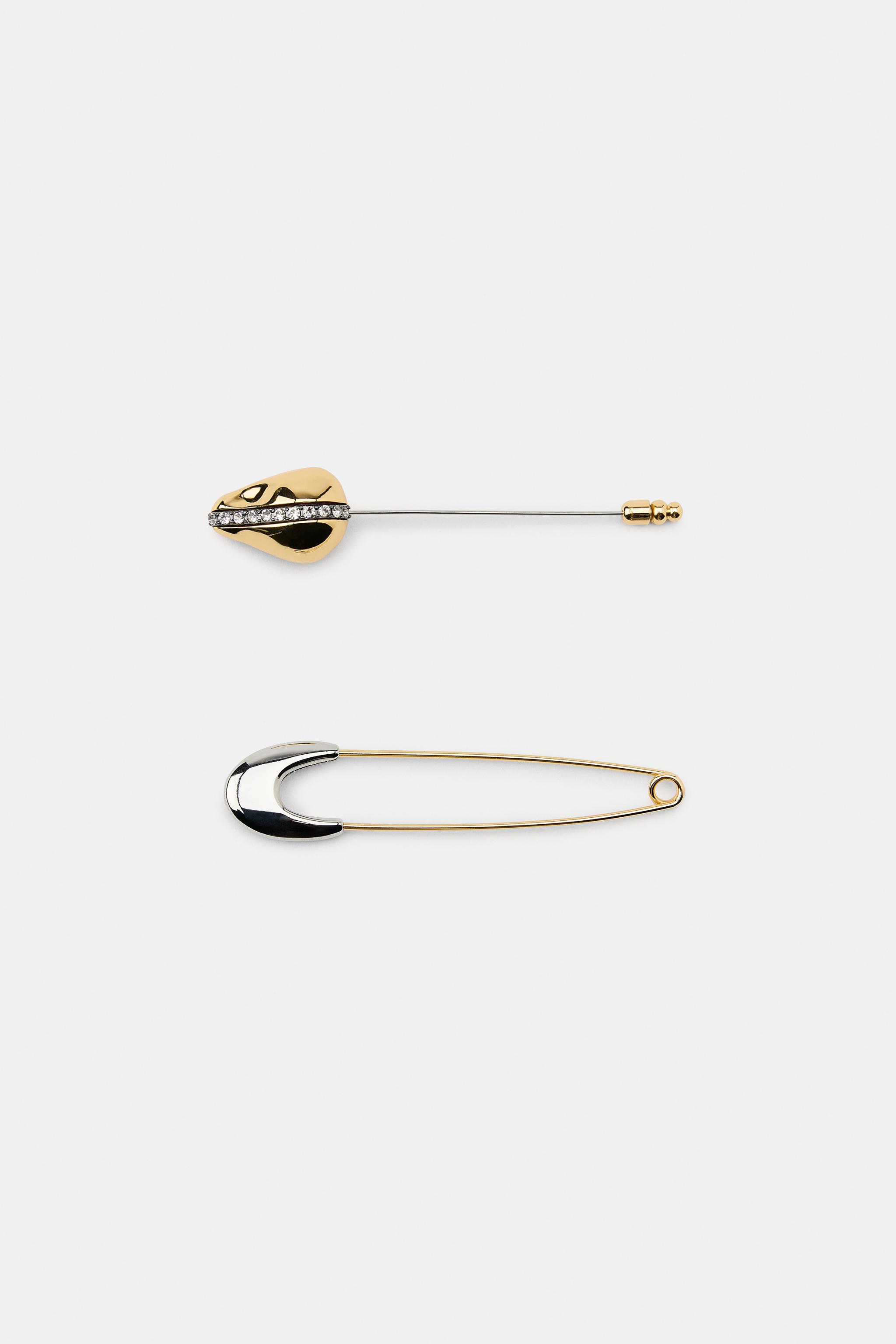 PACK OF 2 SPARKLY PIN BROOCHES